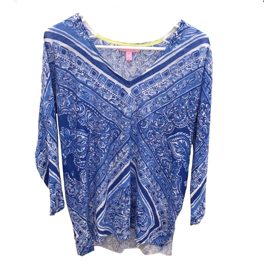 Lilly Pulitzer scarf print linen top - Picture 4 of 5